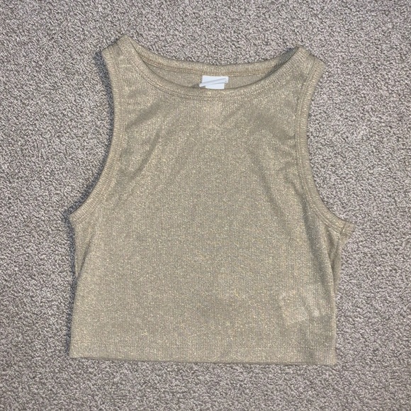 Gold Sparkly H&M Cropped Tank Top - Picture 1 of 2